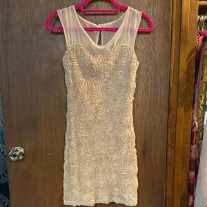 Soprano Nude Pink Rosette Swirl Mini Dress